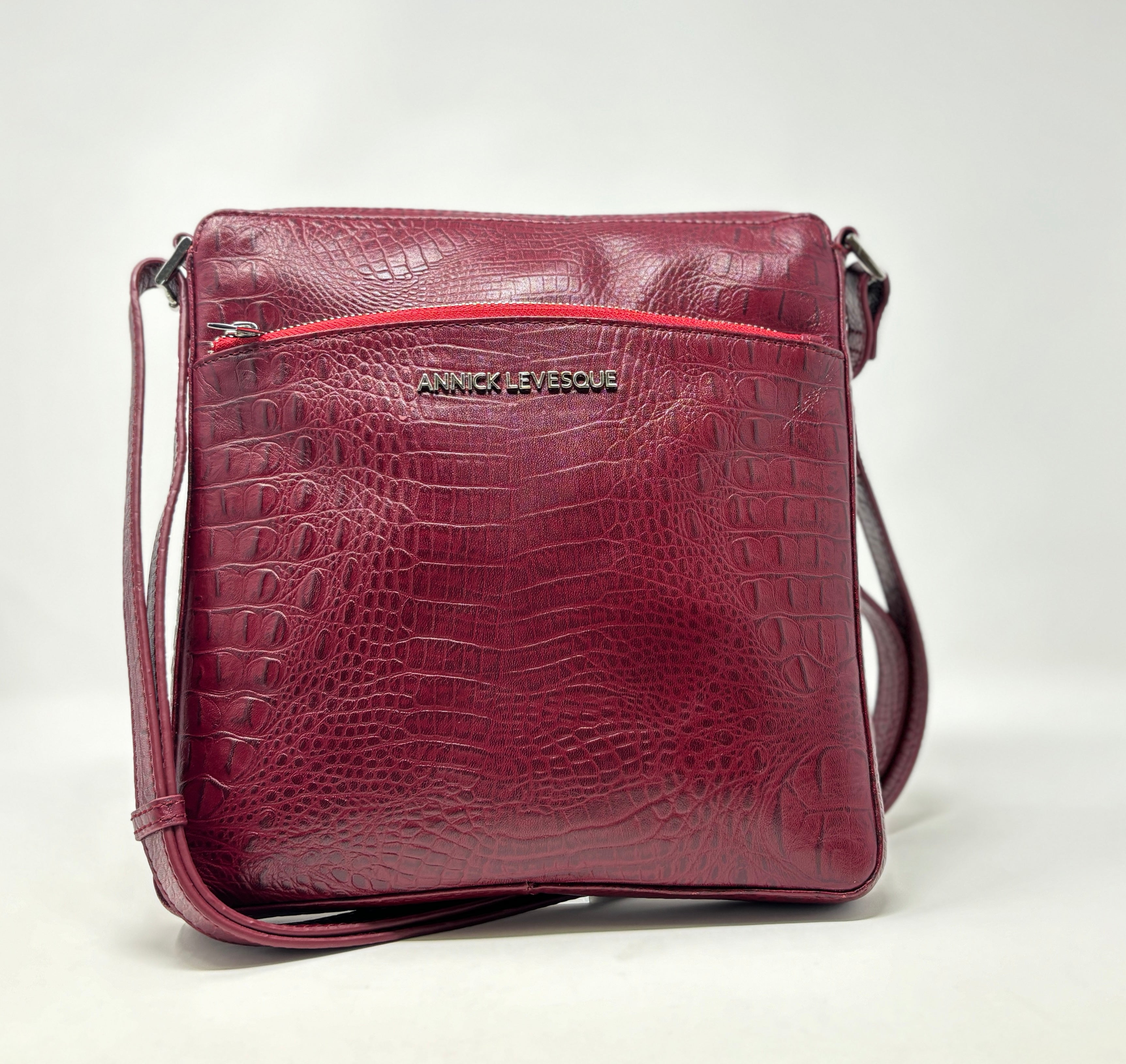 Sac à Bandoulière en cuir Rouge Croco | Gisèle