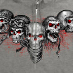 Men's Five Skull Zip Up Hoodie