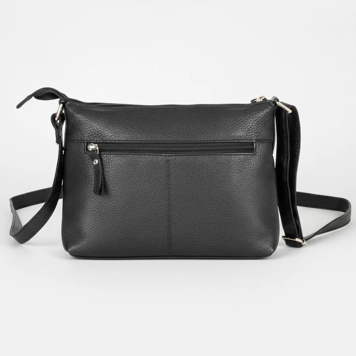 Greenwood Leather Multi-Pocket Crossbody Bag. Premium Pebbled Leather Handbag