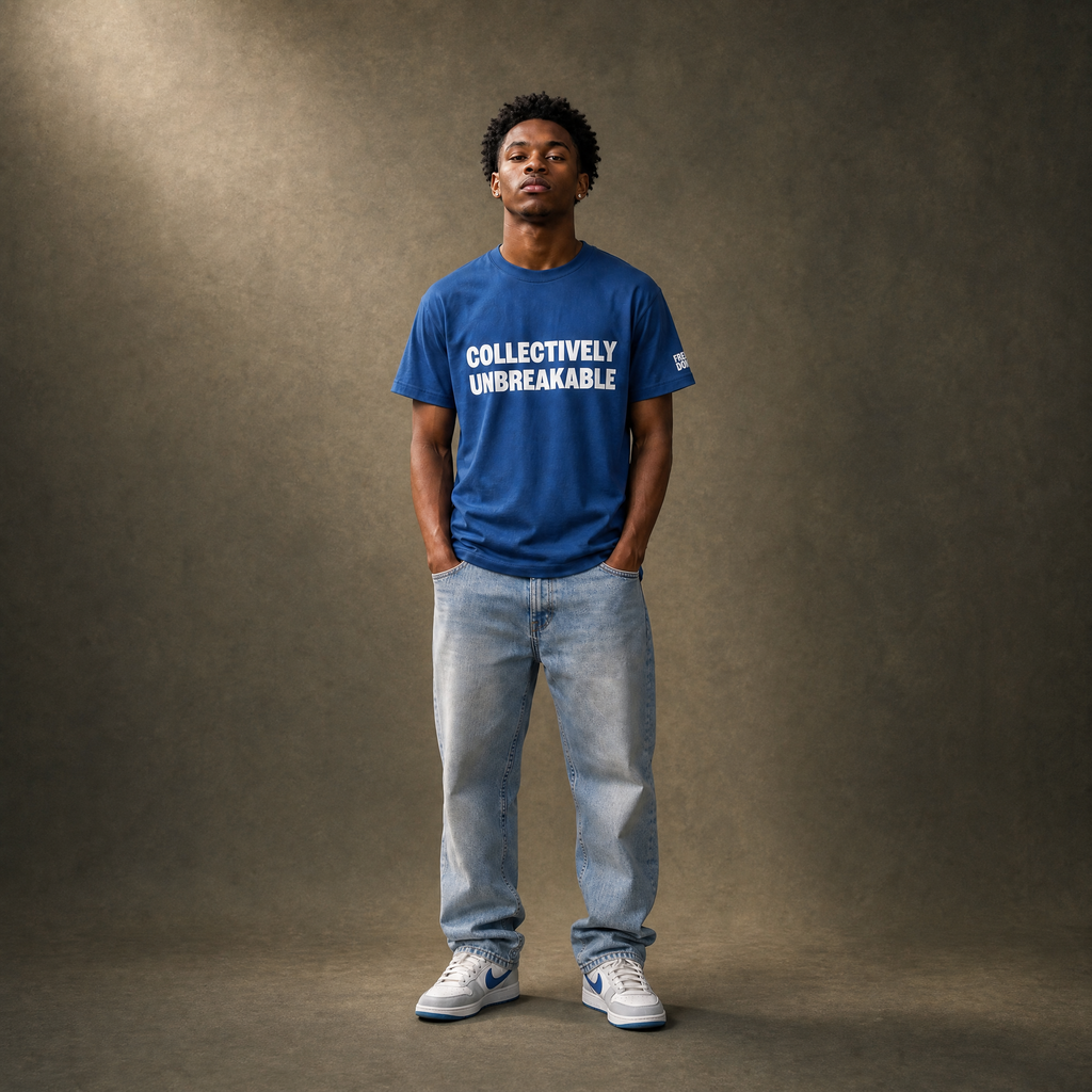 COLLECTIVELY UNBREAKABLE MENS T-SHIRT - BLUE