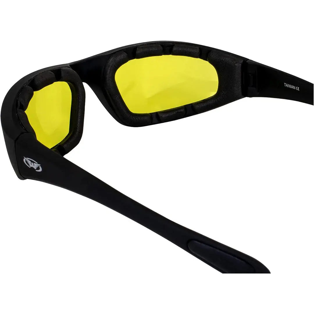 Global Vision Kickback Padded Motorcycle Sunglasses. Matte Black Soft-Touch Riding Glasses