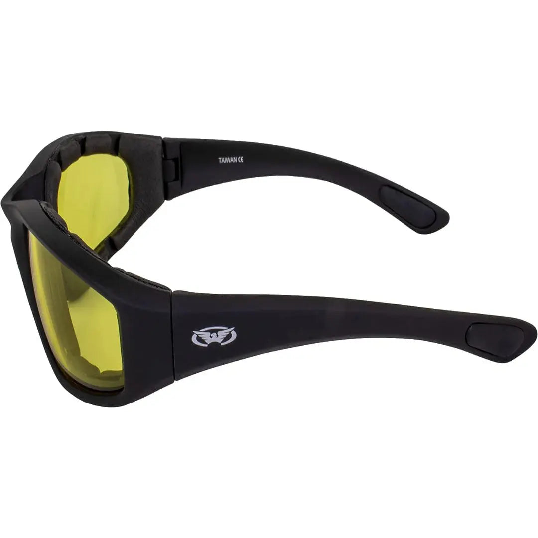 Global Vision Kickback Padded Motorcycle Sunglasses. Matte Black Soft-Touch Riding Glasses