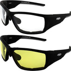 Global Vision Kinetic Adjustable Padded Motorcycle Sunglasses. Safety Rated Soft-Touch Riding Glasses