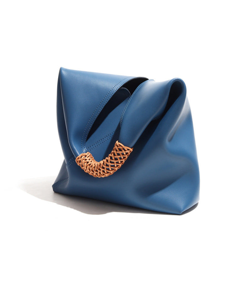 Lilly | Slouchy Shoulder Bag – Sculpted Vegan Leather Hobo with Woven Handle