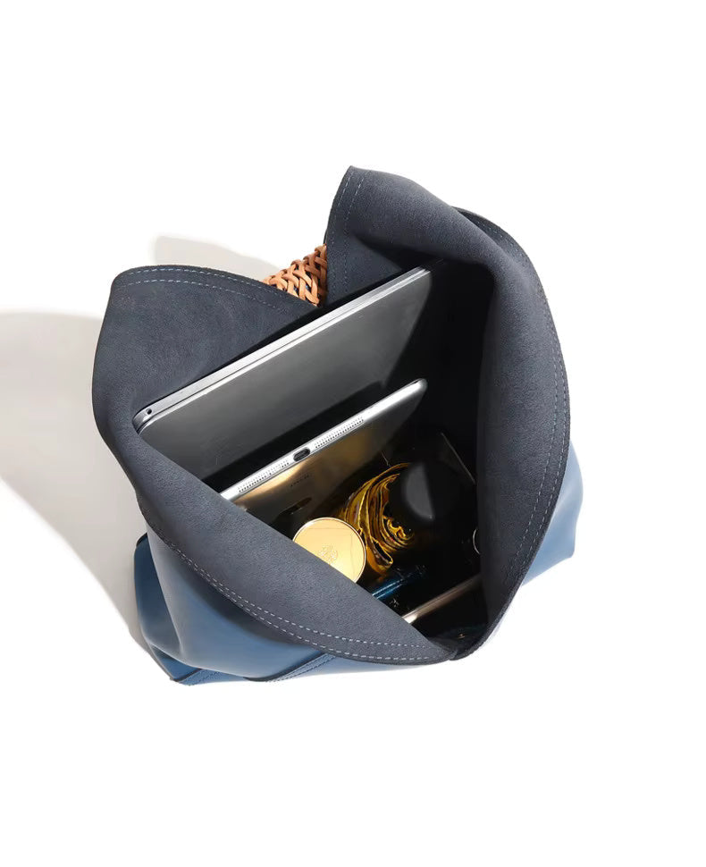Lilly | Slouchy Shoulder Bag – Sculpted Vegan Leather Hobo with Woven Handle