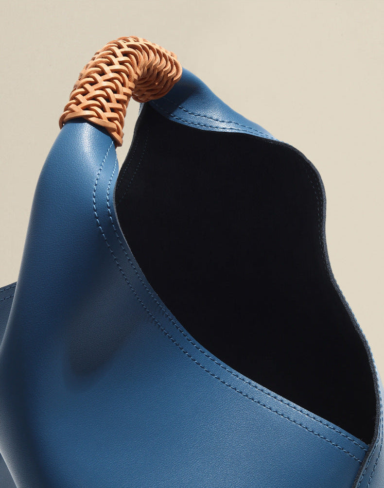 Lilly | Slouchy Shoulder Bag – Sculpted Vegan Leather Hobo with Woven Handle