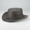 Flat Brim Leather Cowboy Hat. Premium Western Hat with Studded Braided Band