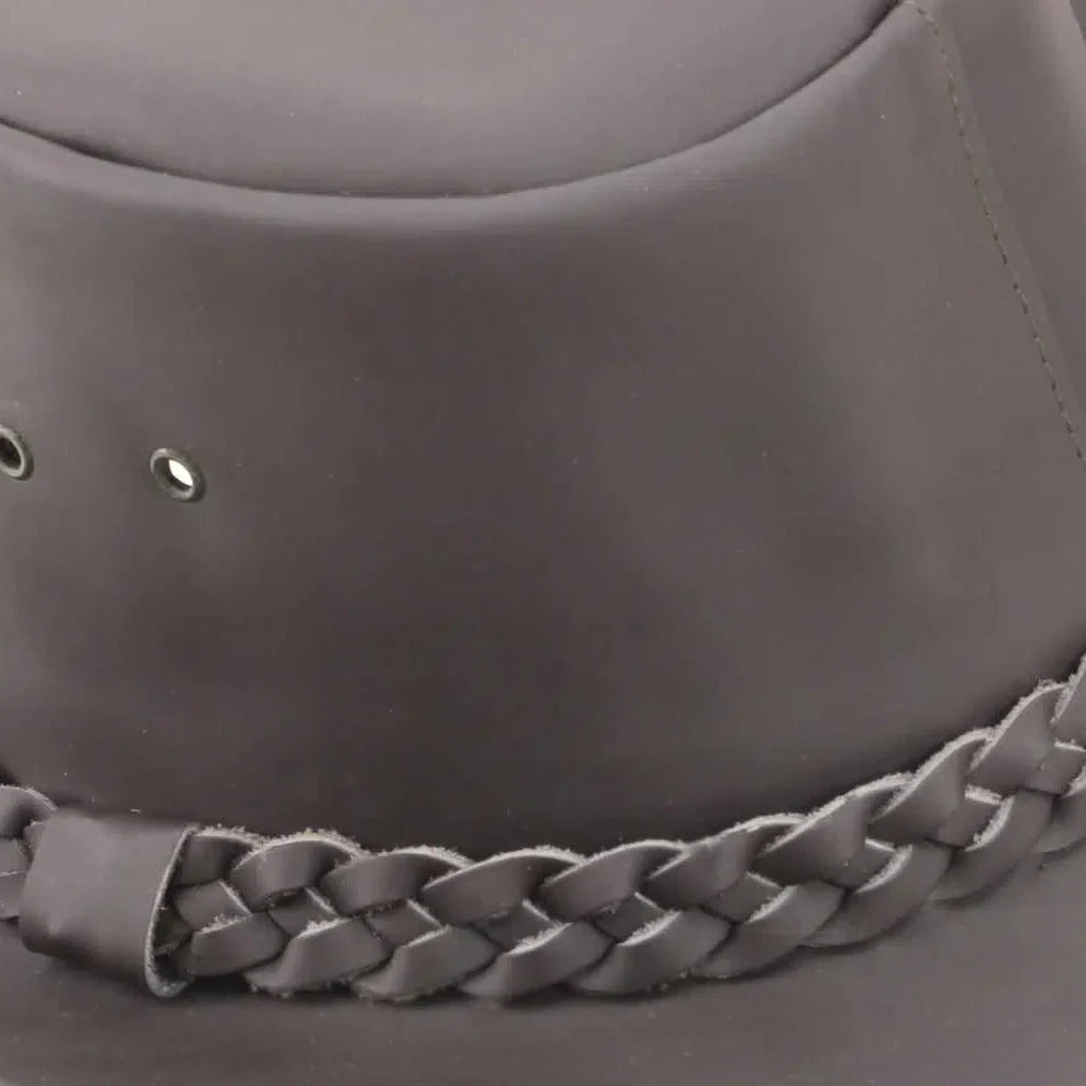 Premium Leather Wide Brim Western Hat. Lightweight Top Grain Rodeo Hat