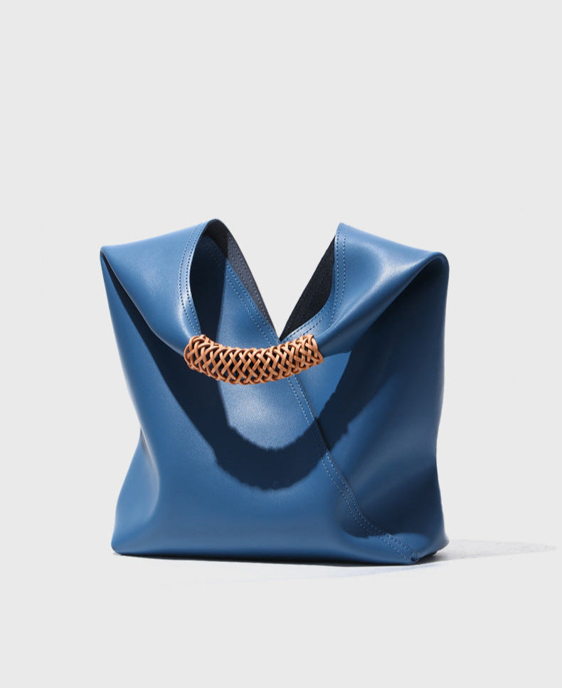 Lilly | Slouchy Shoulder Bag – Sculpted Vegan Leather Hobo with Woven Handle