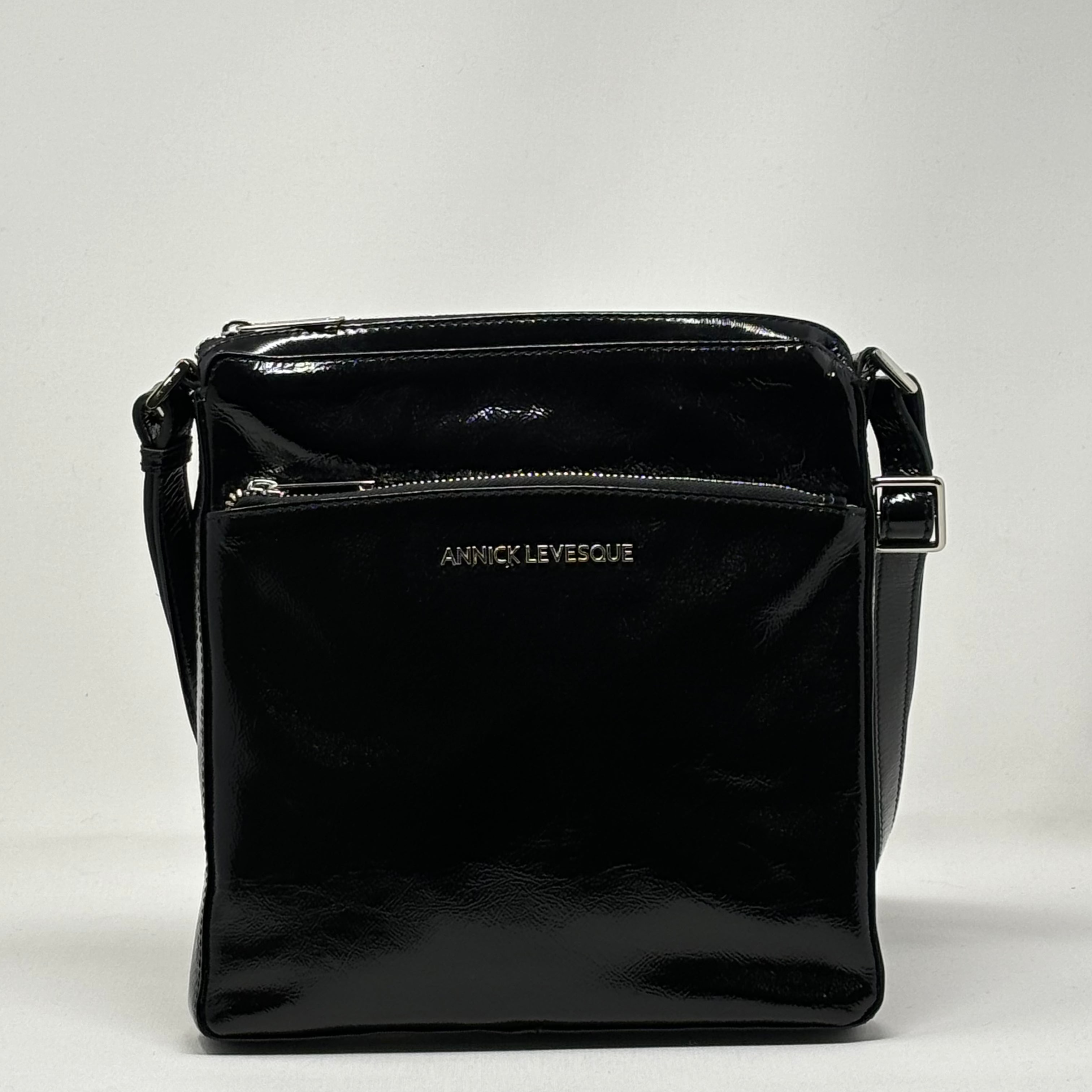 Sac à Bandoulière en cuir Noir vernis | Gisèle