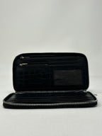 Portefeuille en cuir Anna, Noir Croco