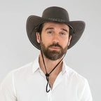 Premium Leather Wide Brim Western Hat. Lightweight Top Grain Rodeo Hat