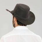 Premium Leather Wide Brim Western Hat. Lightweight Top Grain Rodeo Hat