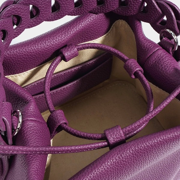 Women's Genuine Top-Grain Leather Versatile Commuting Bucket Bag Single-Shoulder Crossbody Elegant Handheld Bag