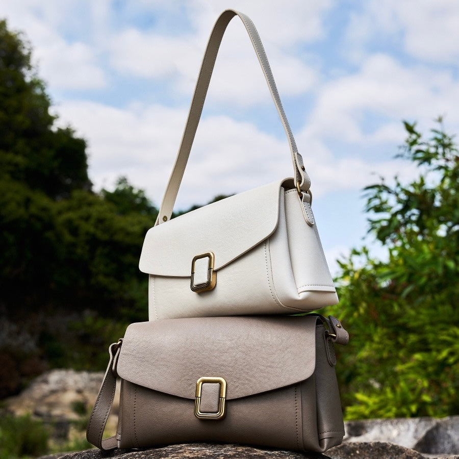 Womens Genuine Leather Spring-Summer Commuter Tote Bag with Maillard Elegance