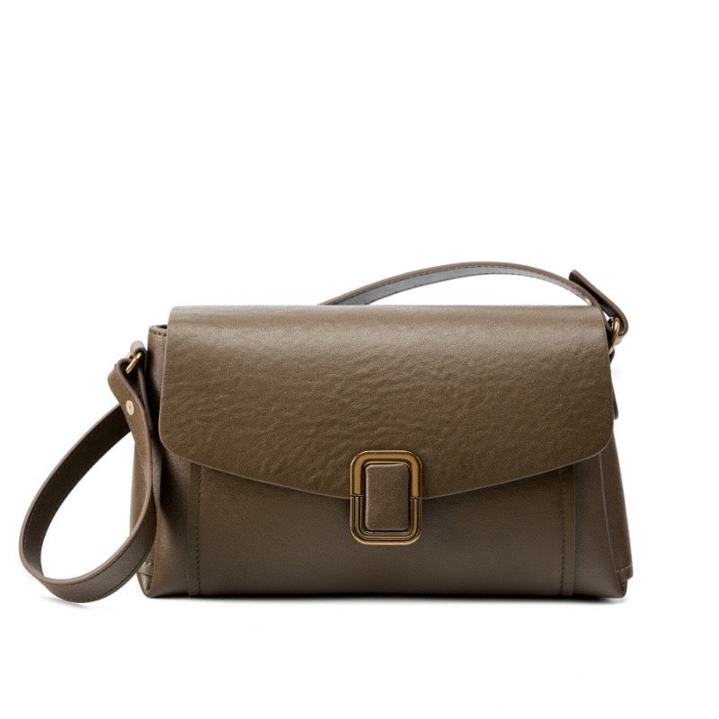 Womens Genuine Leather Spring-Summer Commuter Tote Bag with Maillard Elegance