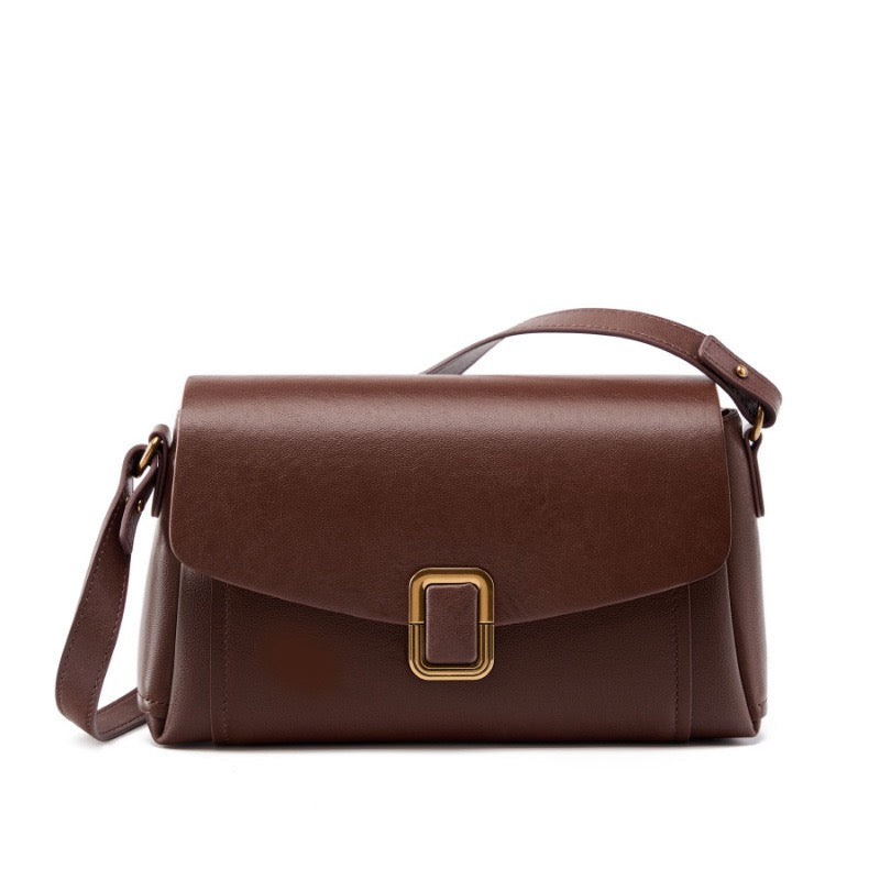 Womens Genuine Leather Spring-Summer Commuter Tote Bag with Maillard Elegance