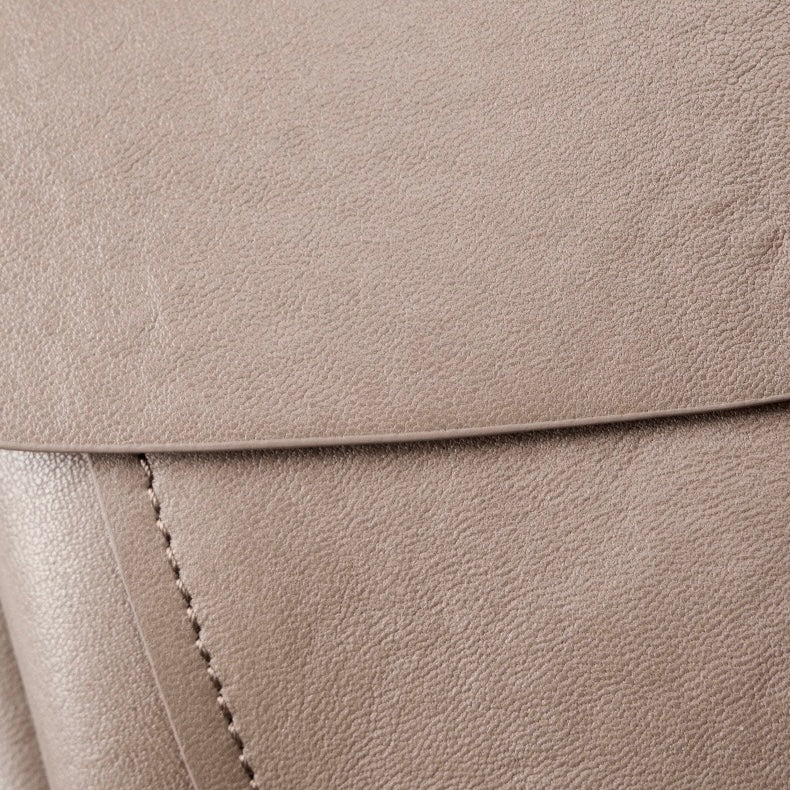 Womens Genuine Leather Spring-Summer Commuter Tote Bag with Maillard Elegance