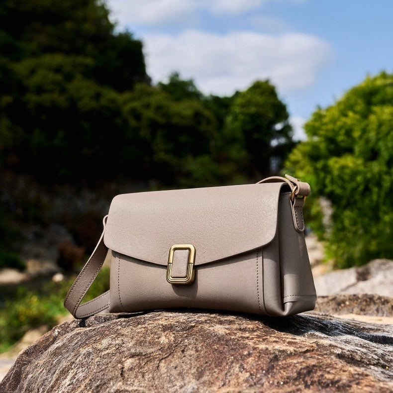 Womens Genuine Leather Spring-Summer Commuter Tote Bag with Maillard Elegance