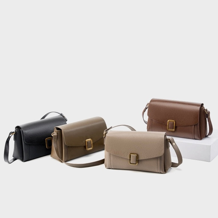 Womens Genuine Leather Spring-Summer Commuter Tote Bag with Maillard Elegance