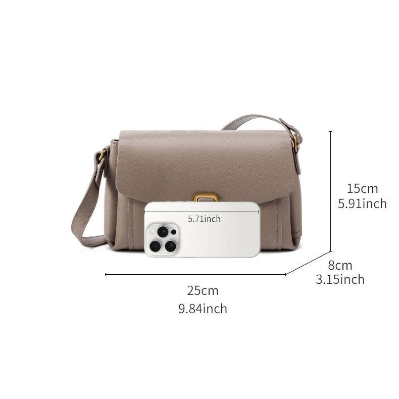 Womens Genuine Leather Spring-Summer Commuter Tote Bag with Maillard Elegance