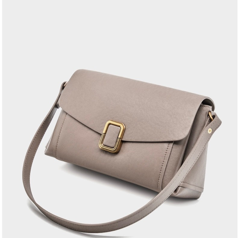 Womens Genuine Leather Spring-Summer Commuter Tote Bag with Maillard Elegance