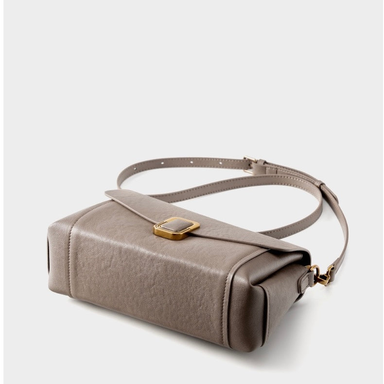 Womens Genuine Leather Spring-Summer Commuter Tote Bag with Maillard Elegance