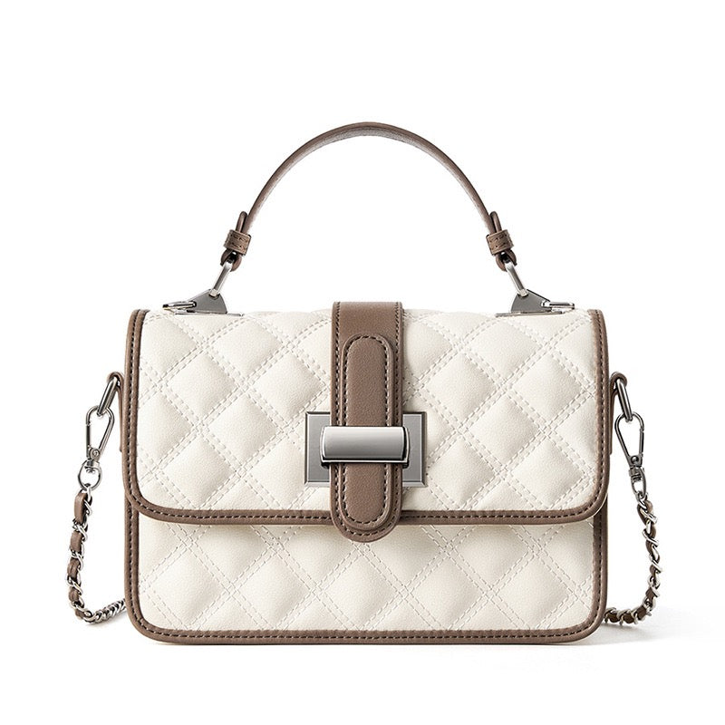 Womens Genuine Leather Quilted Crossbody Bag  Light Luxury Everyday Essential