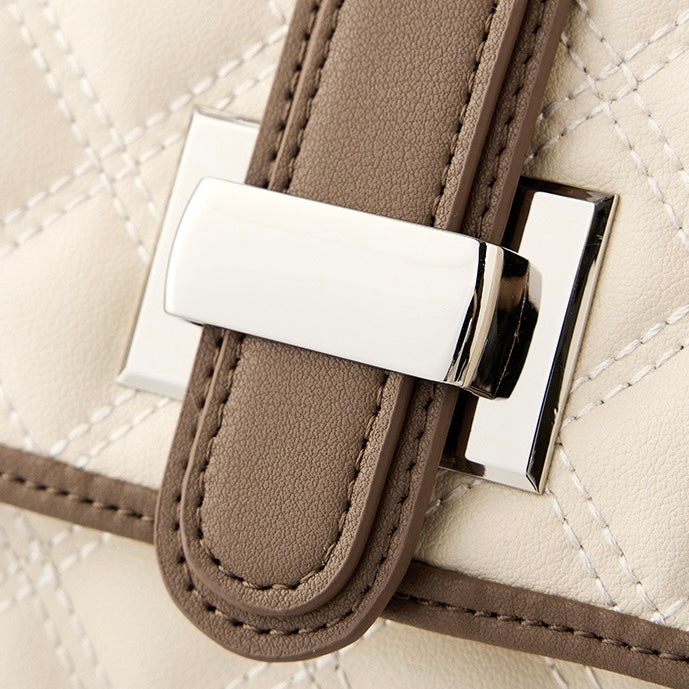 Womens Genuine Leather Quilted Crossbody Bag  Light Luxury Everyday Essential