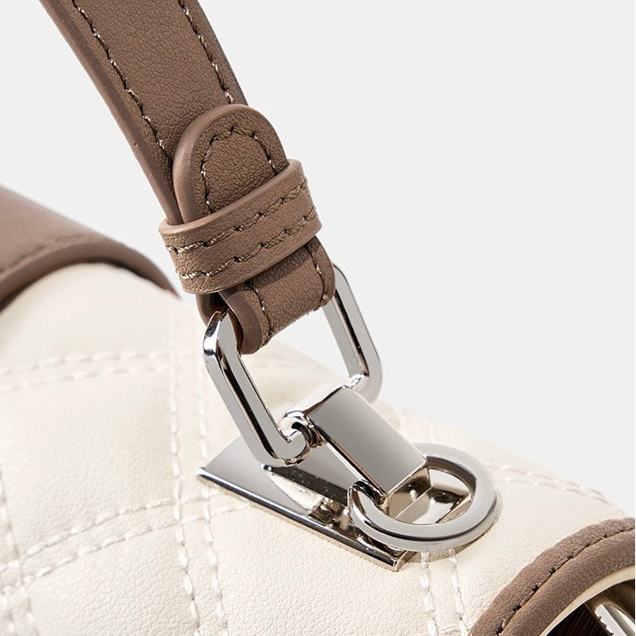 Womens Genuine Leather Quilted Crossbody Bag  Light Luxury Everyday Essential