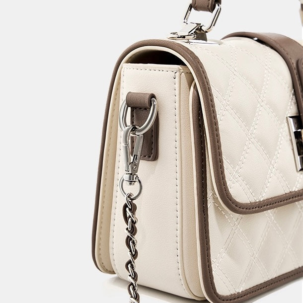 Womens Genuine Leather Quilted Crossbody Bag  Light Luxury Everyday Essential