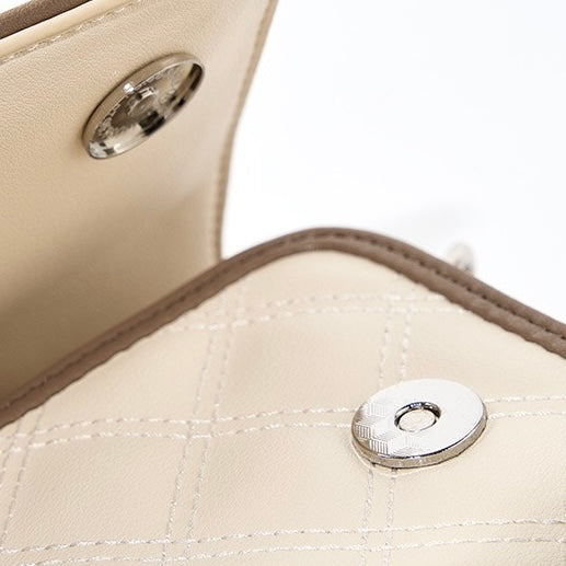 Womens Genuine Leather Quilted Crossbody Bag  Light Luxury Everyday Essential