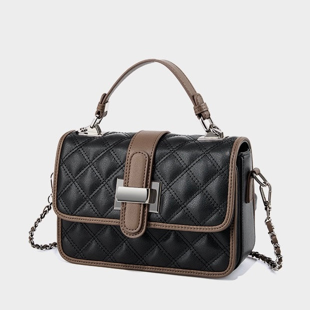Womens Genuine Leather Quilted Crossbody Bag  Light Luxury Everyday Essential