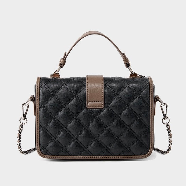 Womens Genuine Leather Quilted Crossbody Bag  Light Luxury Everyday Essential