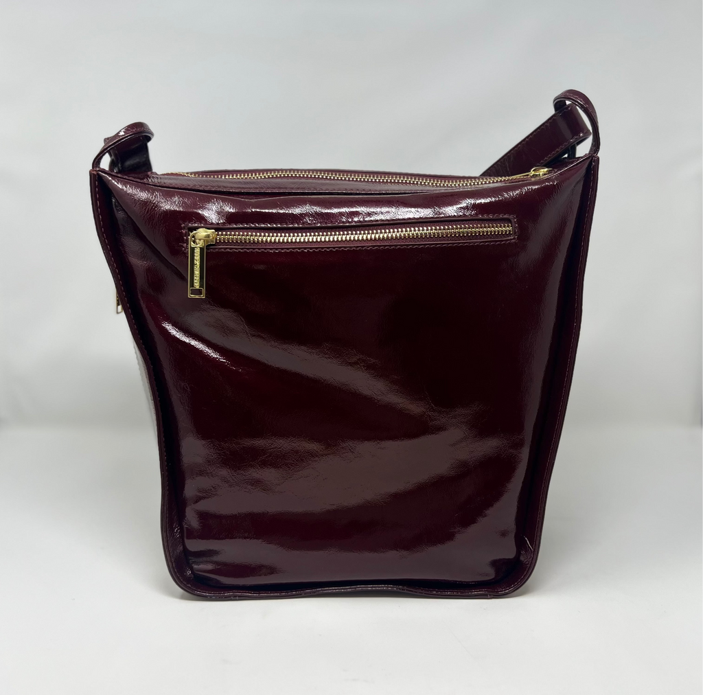 sac à bandoulière rouge bordeaux vernis | Julie