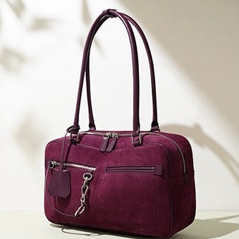 Womens Matte Leather Pillow Shoulder Bag  Vintage Tote for Daily Commute
