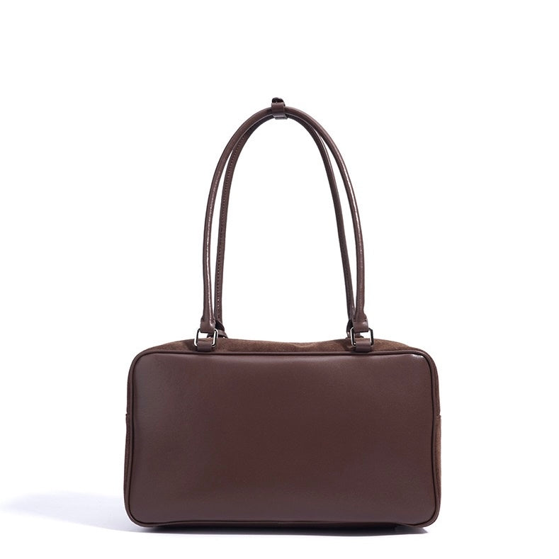 Womens Matte Leather Pillow Shoulder Bag  Vintage Tote for Daily Commute