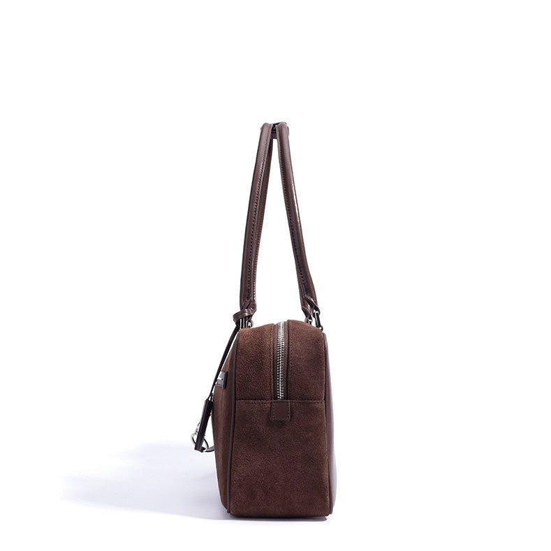 Womens Matte Leather Pillow Shoulder Bag  Vintage Tote for Daily Commute