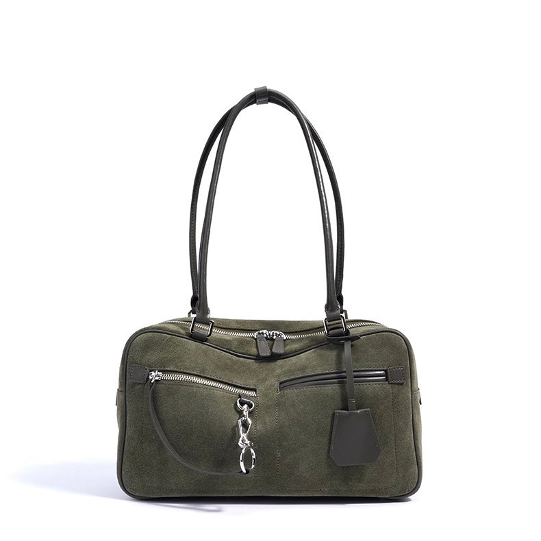 Womens Matte Leather Pillow Shoulder Bag  Vintage Tote for Daily Commute