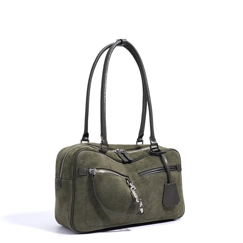 Womens Matte Leather Pillow Shoulder Bag  Vintage Tote for Daily Commute