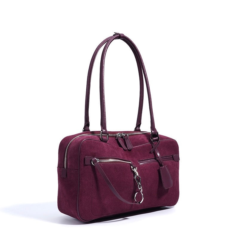Womens Matte Leather Pillow Shoulder Bag  Vintage Tote for Daily Commute