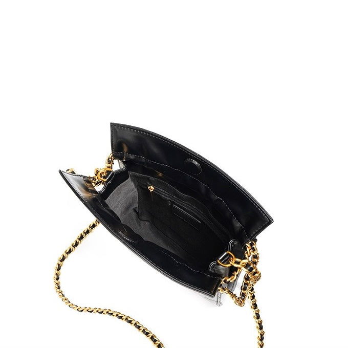 Womens Genuine Leather Quilted Chain Bucket Bag  Chic Crossbody for Daily Style