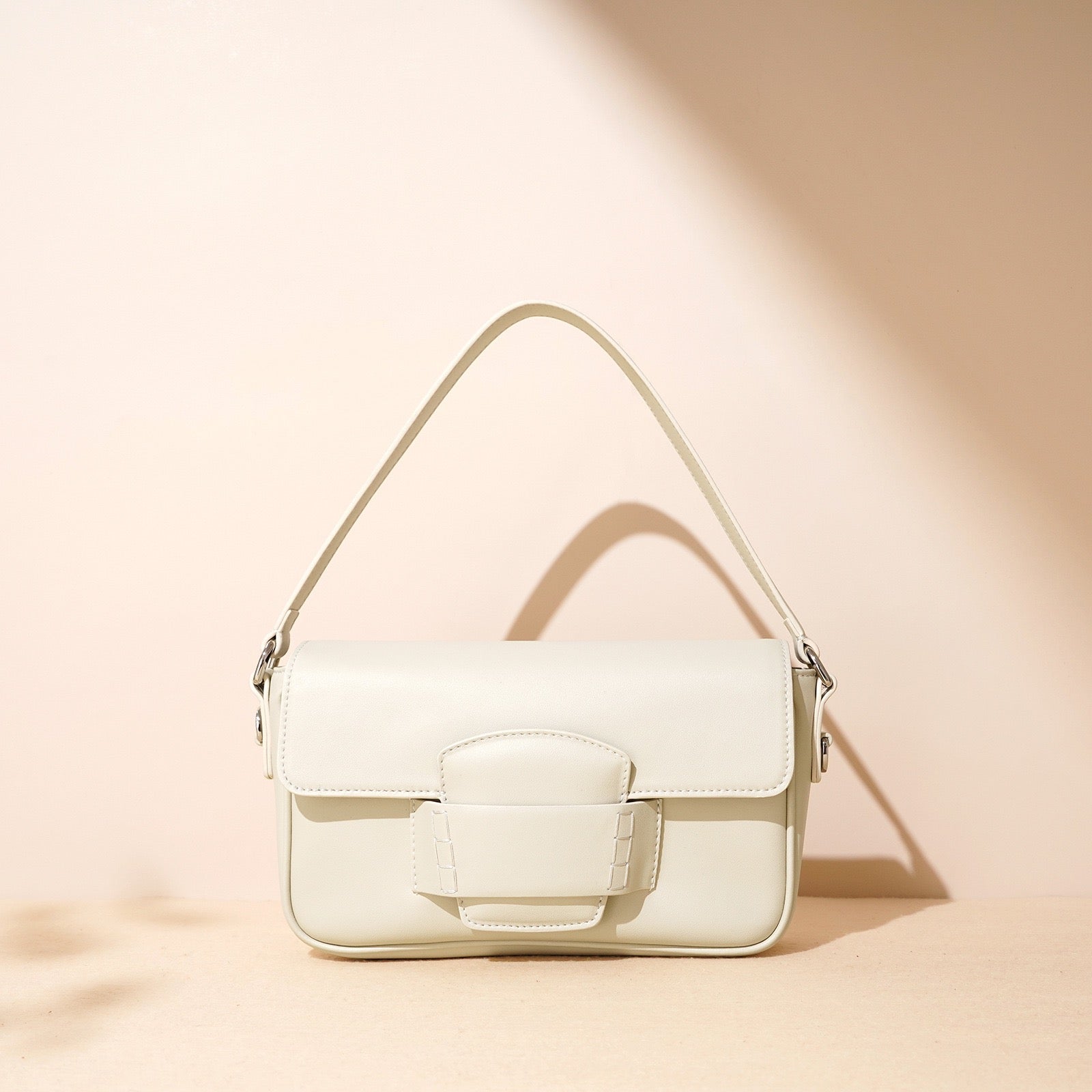 Womens Genuine Leather Small Square Shoulder Bag  Minimalist Flap Crossbody