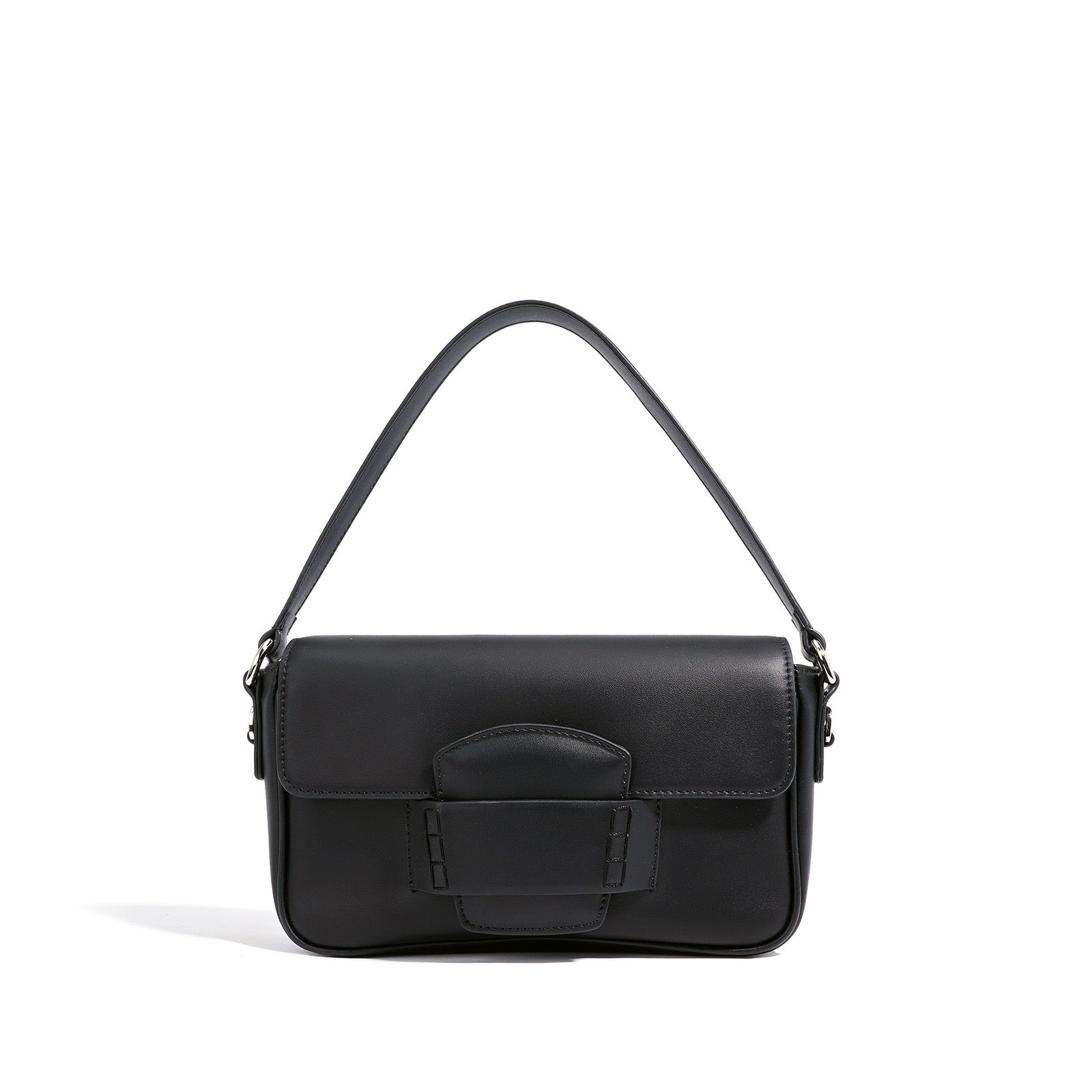 Womens Genuine Leather Small Square Shoulder Bag  Minimalist Flap Crossbody