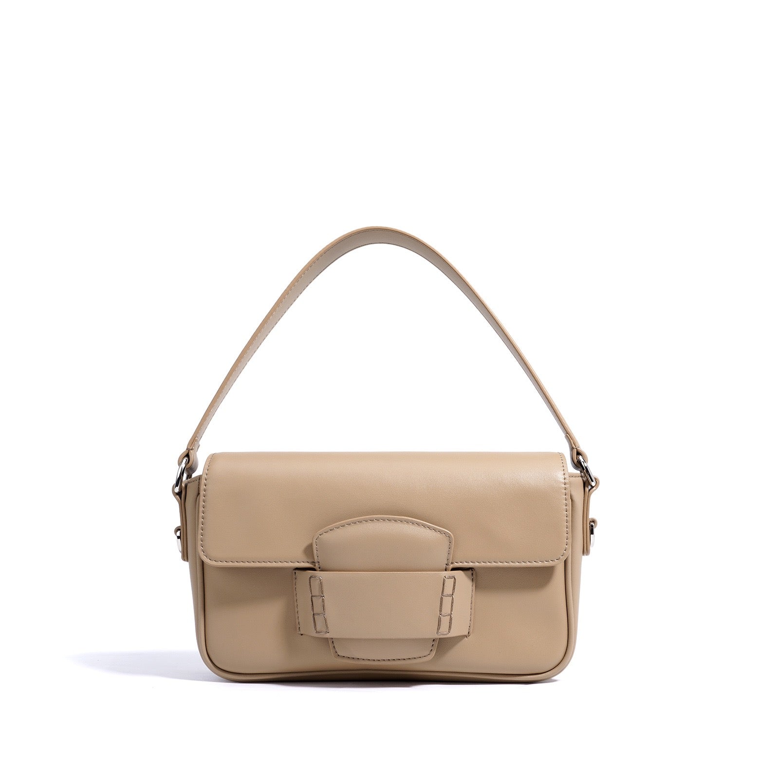 Womens Genuine Leather Small Square Shoulder Bag  Minimalist Flap Crossbody