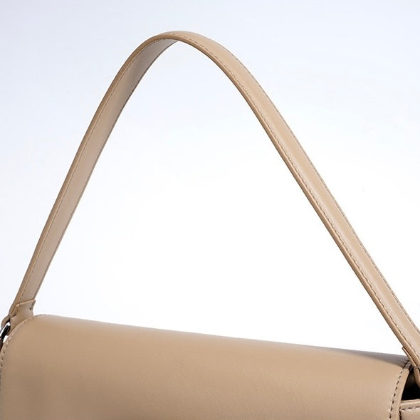 Womens Genuine Leather Small Square Shoulder Bag  Minimalist Flap Crossbody