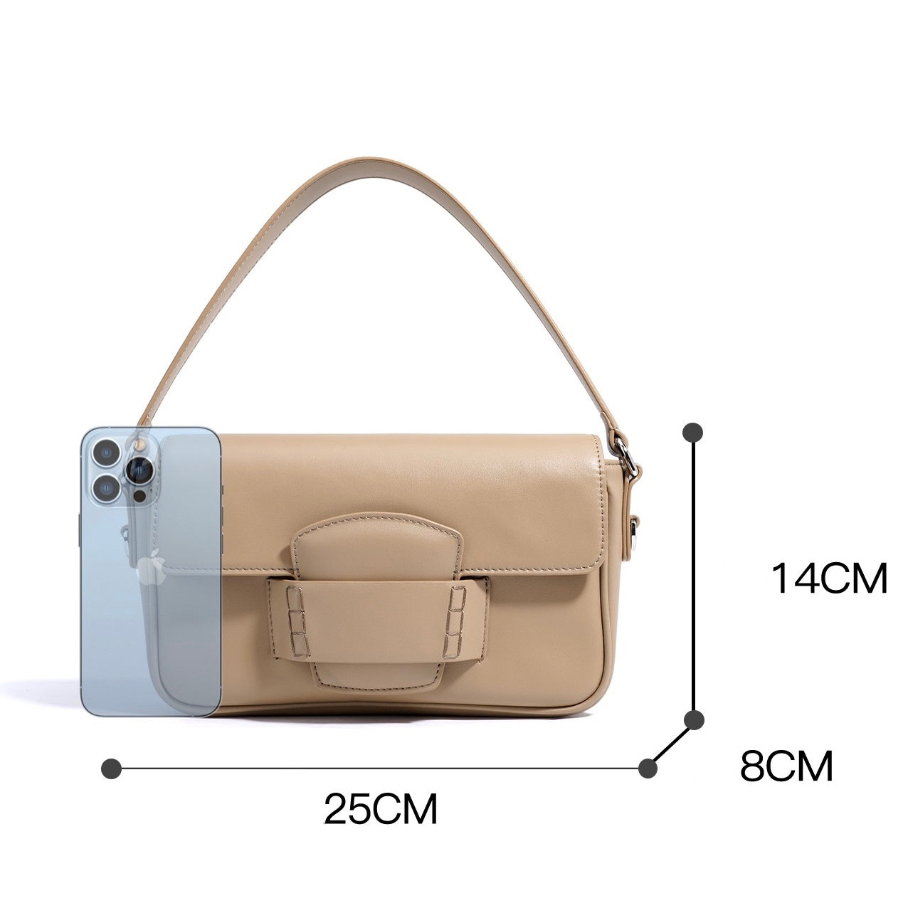 Womens Genuine Leather Small Square Shoulder Bag  Minimalist Flap Crossbody