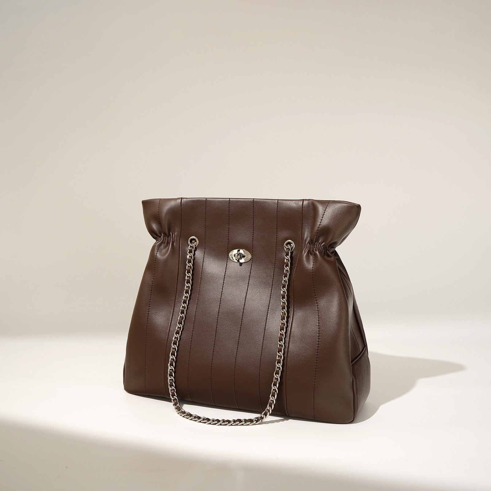Womens Genuine Leather Large Capacity Minimalist Chain Shoulder Bag