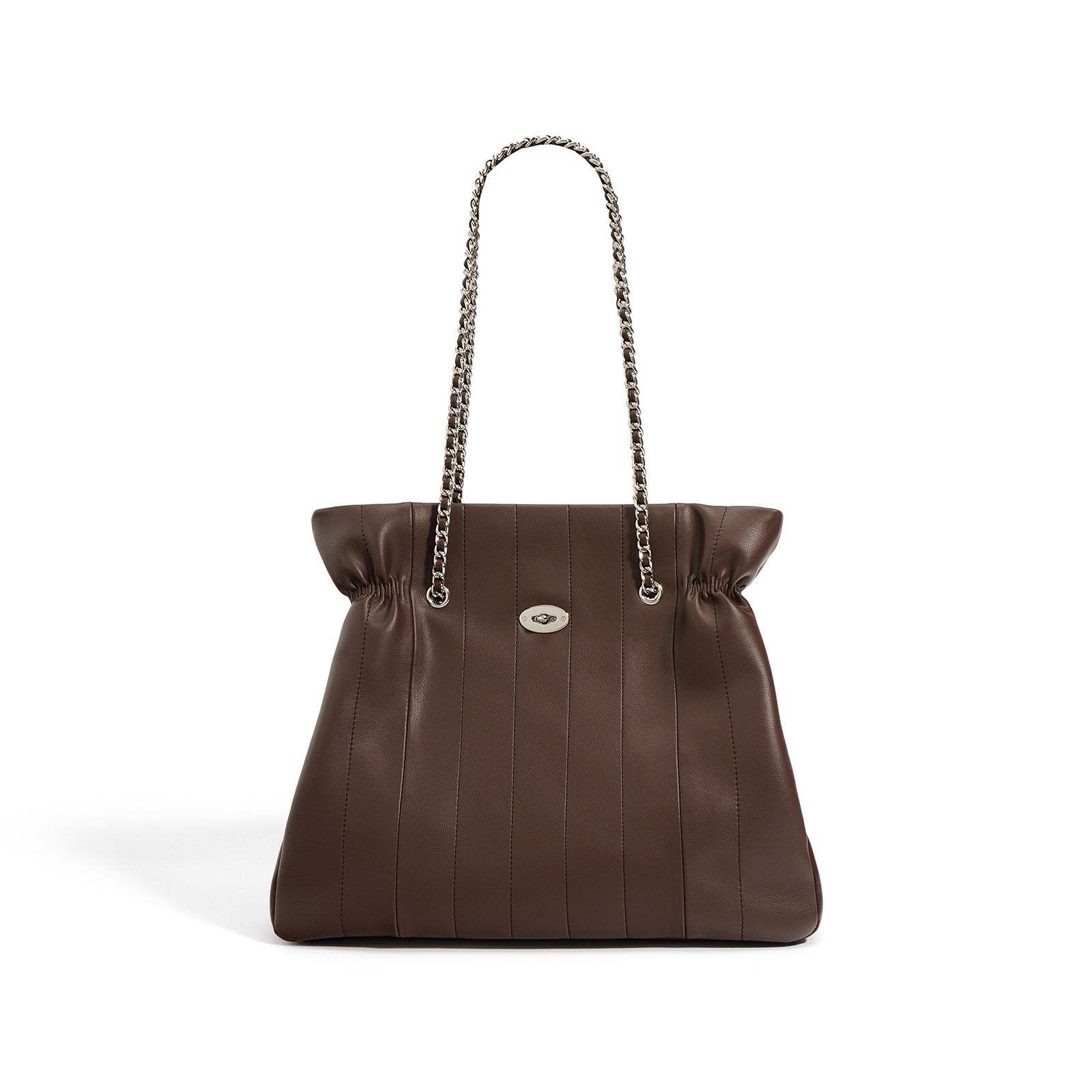 Womens Genuine Leather Large Capacity Minimalist Chain Shoulder Bag