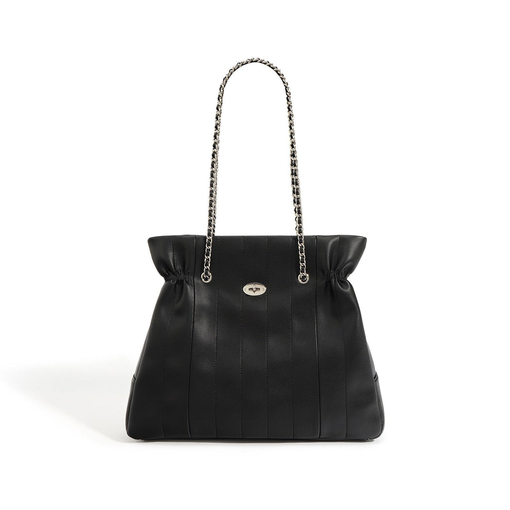 Womens Genuine Leather Large Capacity Minimalist Chain Shoulder Bag
